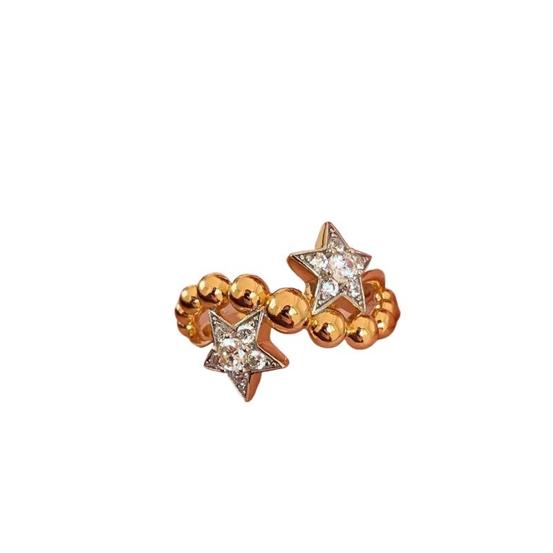 Creative design inlay round diamond twin star Female Ring new in shiny and irregular couple's rings for women wedding jewelry