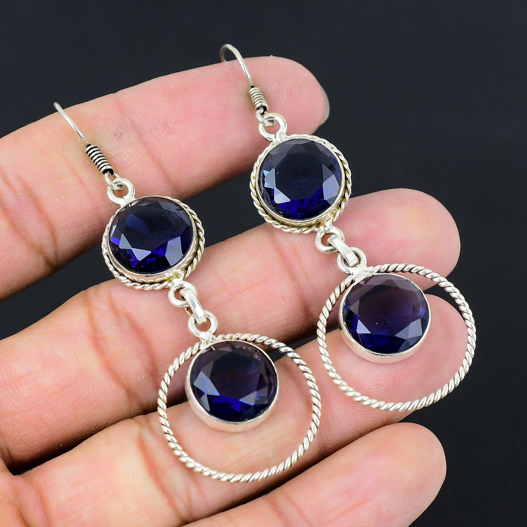 

Натуральный лондонский топаз, драгоценный камень, серьги-капли/подвески, синие, серебро 925 пробы