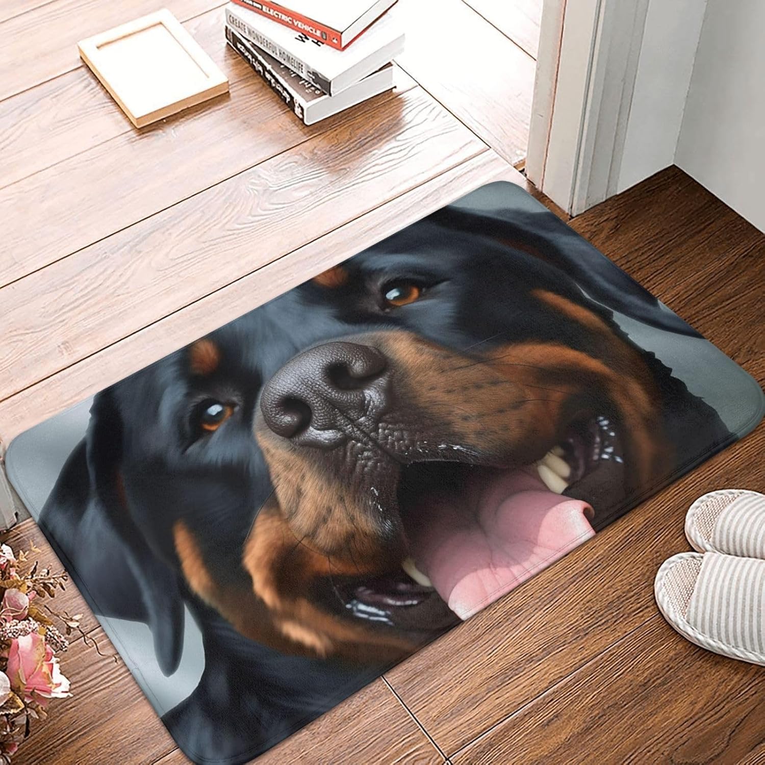 Rottweiler Hondengezicht Deurmat Antislip Wasbaar Entreekleed Voor Huis Entree 40x60cm16x24in