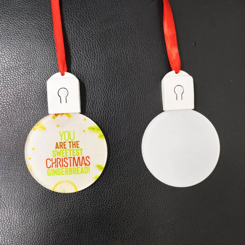 Personalized LED Sublimation Christmas Ornament Unfinished Round Acrylic Christmas Decoration Unique Holiday Gift