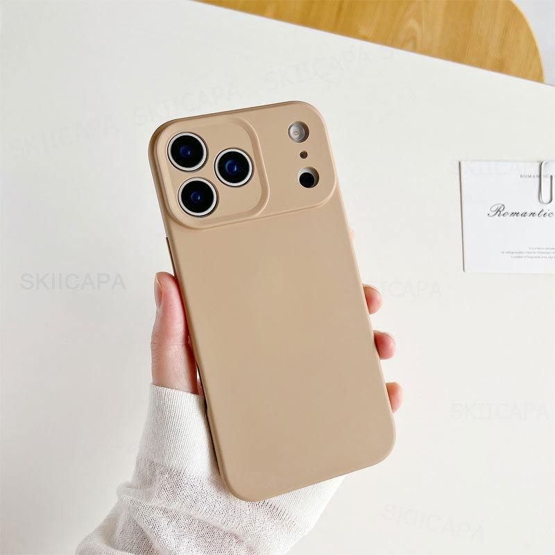 

Чехол для iPhone 17 Pro Max Жидкий силикон Защита объектива Матовый Мягкий Чехол на заднюю панель для iPhone Air 16 Pro 15 14 13 12 11 iPhone 16 Pro Max