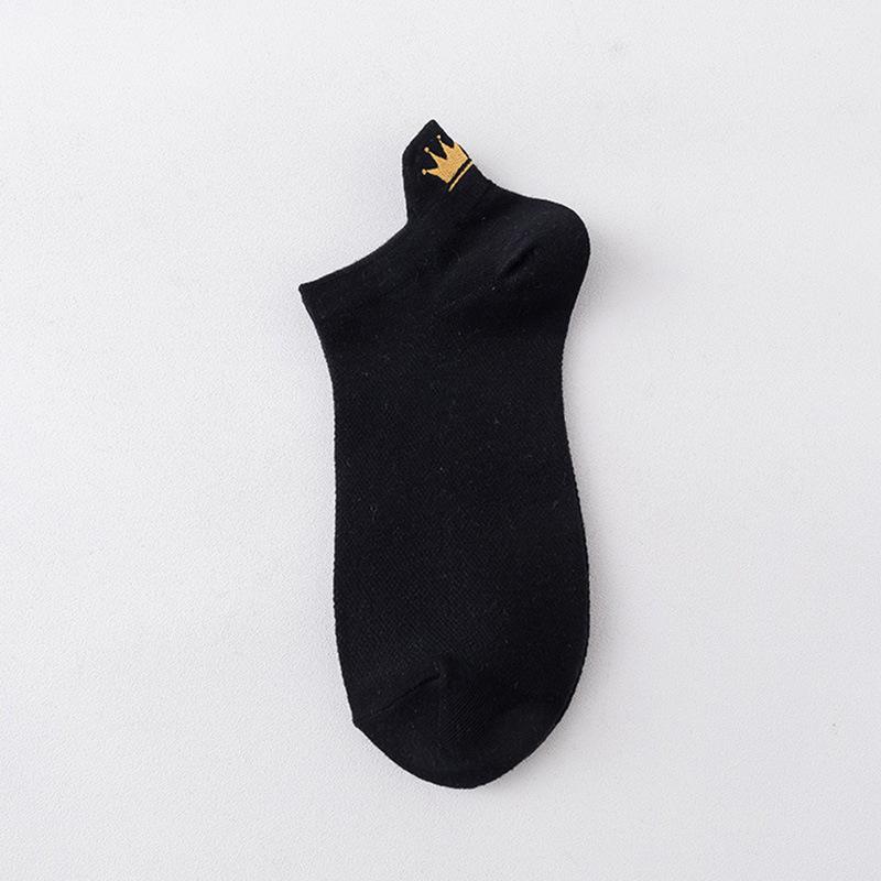 

Короткие летние тонкие хлопковые носки с мультяшной вышивкой в виде короны, дышащие, модные женские носки для весны и осени 1 pair