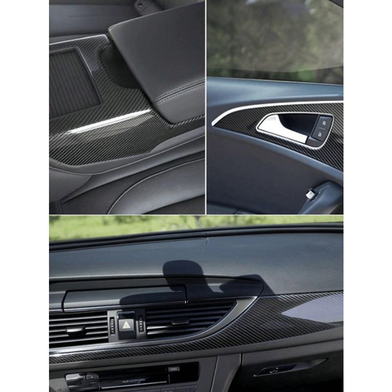 1pc 10x152cm 7D Carbon Fiber Vinyl Film Car Sticker Glossy Car Interior Wrap Sticker Car Home Door Decals Protect Your More Cool DIY Paste
