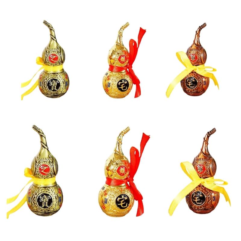 Metal Gourd Sculpture Chinese Fengshuis Figurine Luck Statue for Bedroom Home Livings Room Church Office Decorations