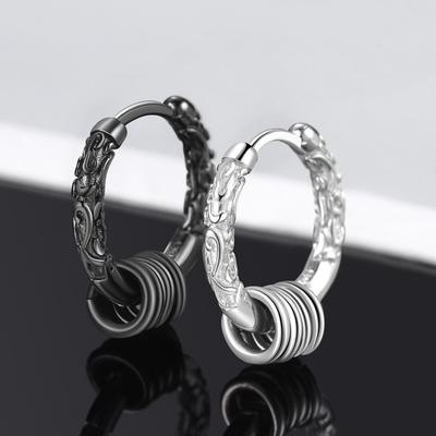 Versilberte Ohrringe für Herren Schwarz Gold Creolen Stilvoller Hip Hop Schmuck Unisex Modeaccessoires