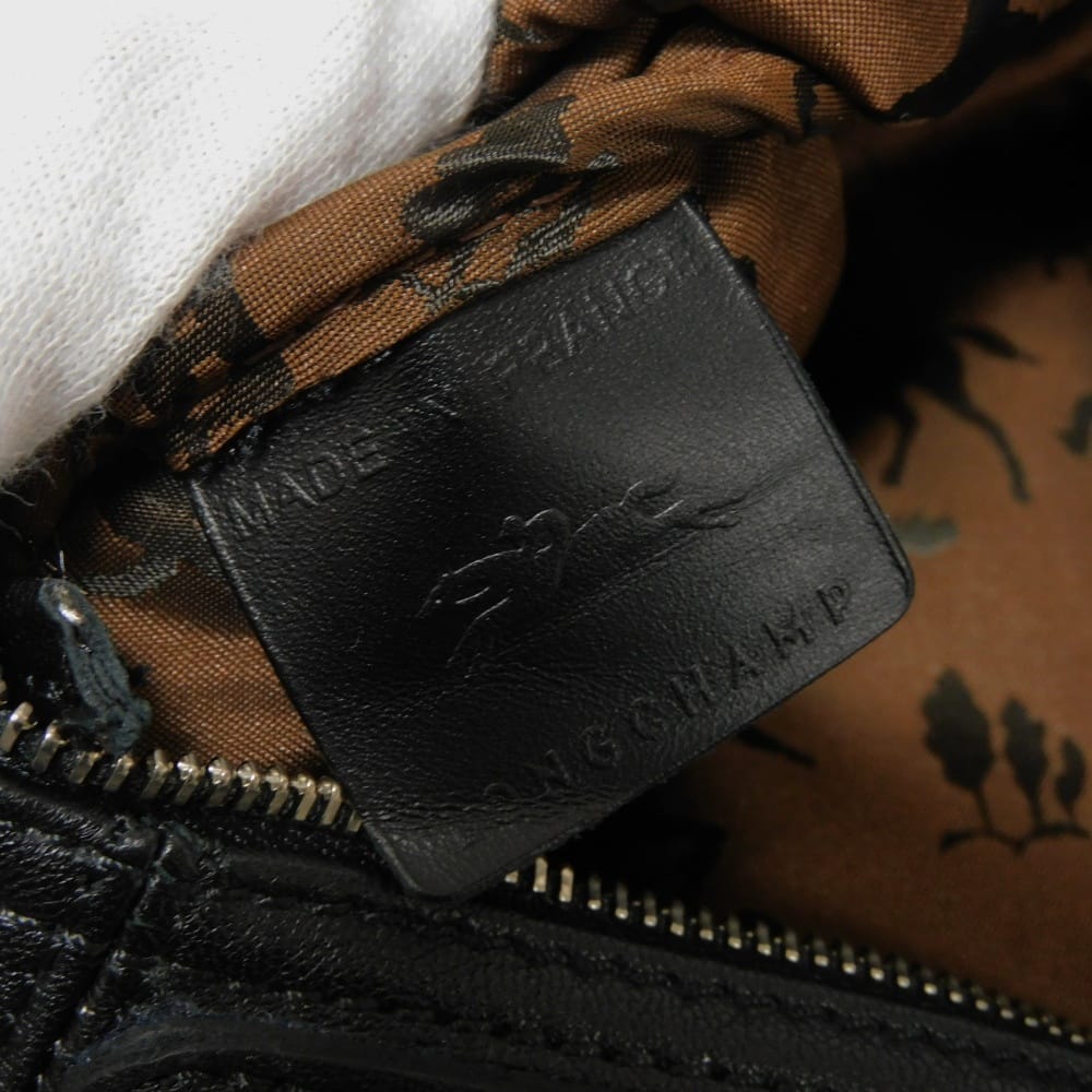 Used Le Pliage Cuir Crossbody Bag 12768 1061737FS 7921 Pochette with Horse Embossing Black Unisex from Japan AUTHENTIC