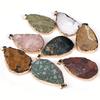 HZ Hot Sale Raw Gemstone Wire Wrapped Pendant Jewellery  Crystals Plating Gold Necklace Pendant Druzy Agate Pendants