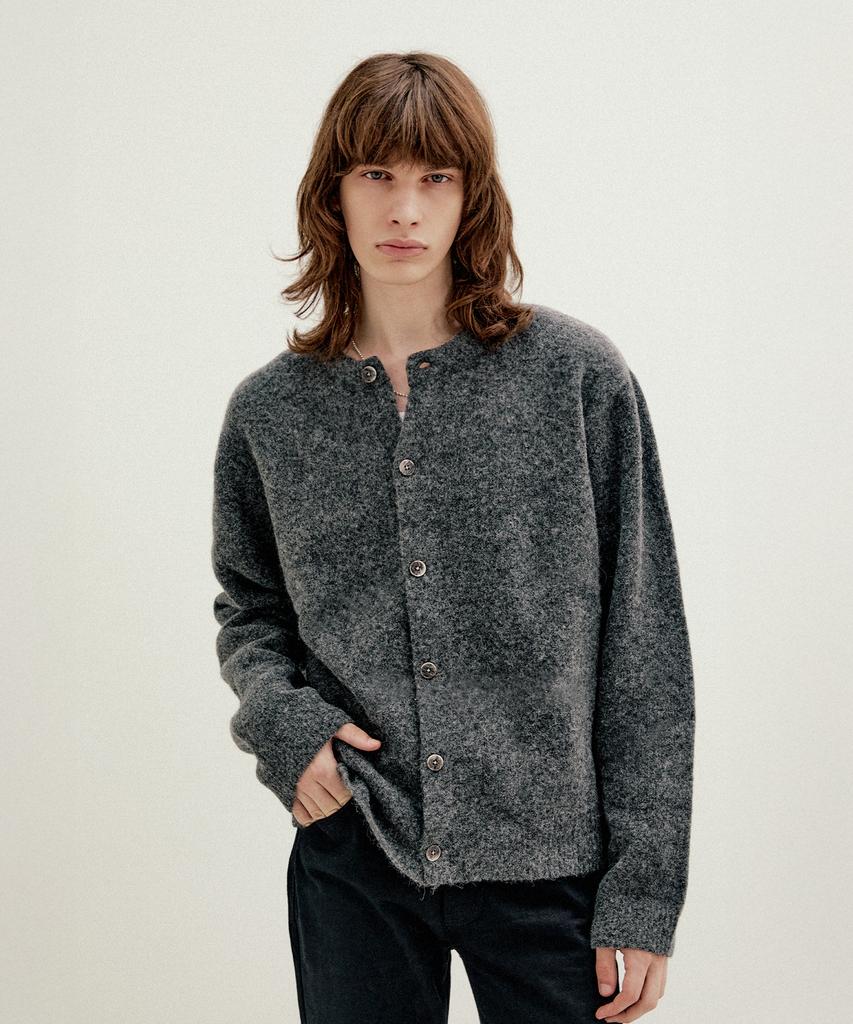 Lmood Bishop Wool Alpaca Crew Neck Cardigan Melange Gray