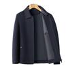 Brand Men's Woolen Baseball Collar Lapel Jacket for Middle-Aged and Elderly - Autumn/Winter Business Lambswool Overcoat