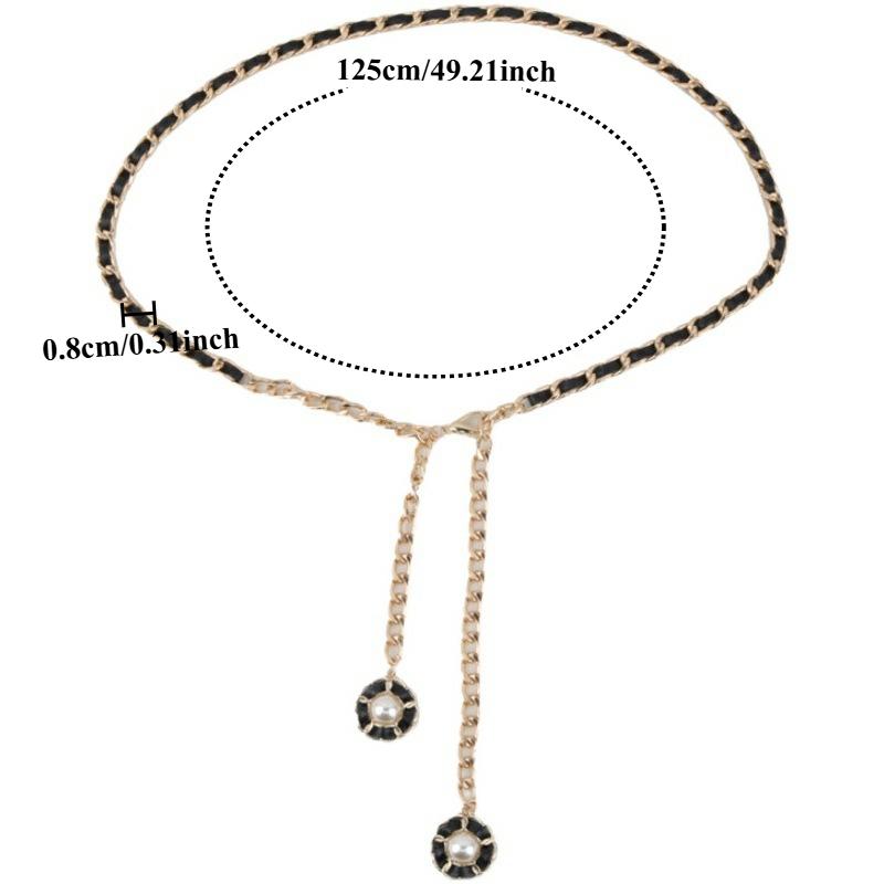 European and American-Style Black and White Niche Metal Chain Women’s Belt—Trendy Versatile and Perfect for Summer