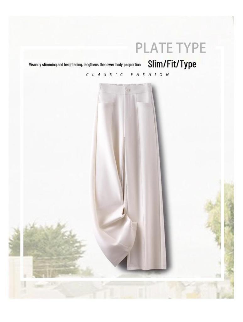 Women's Purple Elastic High Waist Wide-Leg Pants - Autumn 2025 Slimming, Casual, Loose, Drapey Style.