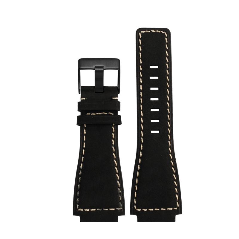 35-24mm konvexes Rindslederband Für Bell Ross B&R BR-01 BR-03 Herren Echtes Leder Uhrenarmband Silikonkautschuk Wasserdichtes Uhrenarmband
