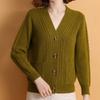 Cardigan Tricotado Decote V Outono Inverno Mulher Simples Manga Longa Torcido Camisolas Mulher Combinação Total Cardigans Abotoamento Simples Senhoras