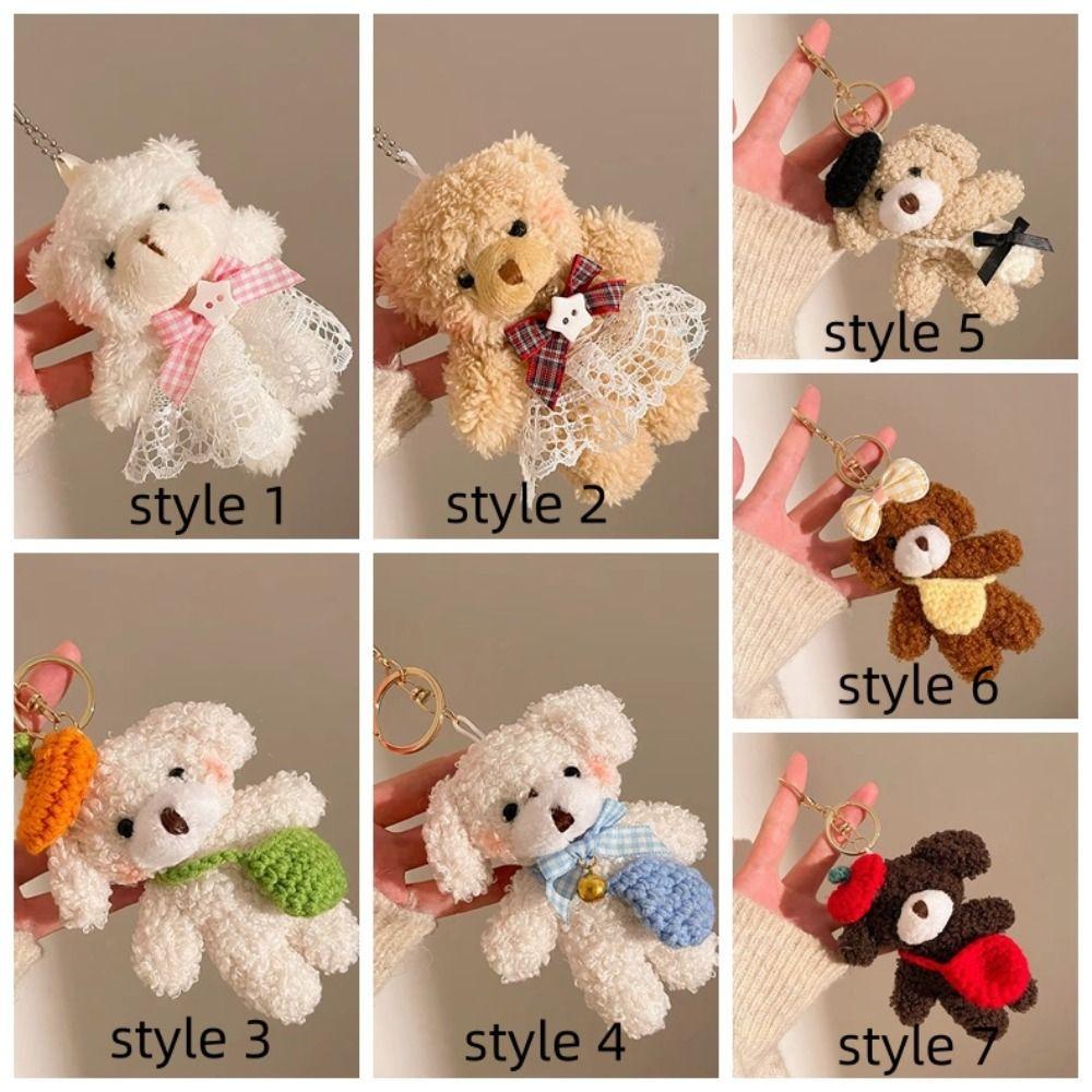 Ornement Suspendu Petit Ours Pendentif Breloque de Sac Poupée en Peluche Mignonne Porte-clés Poupée en Peluche Femmes Filles