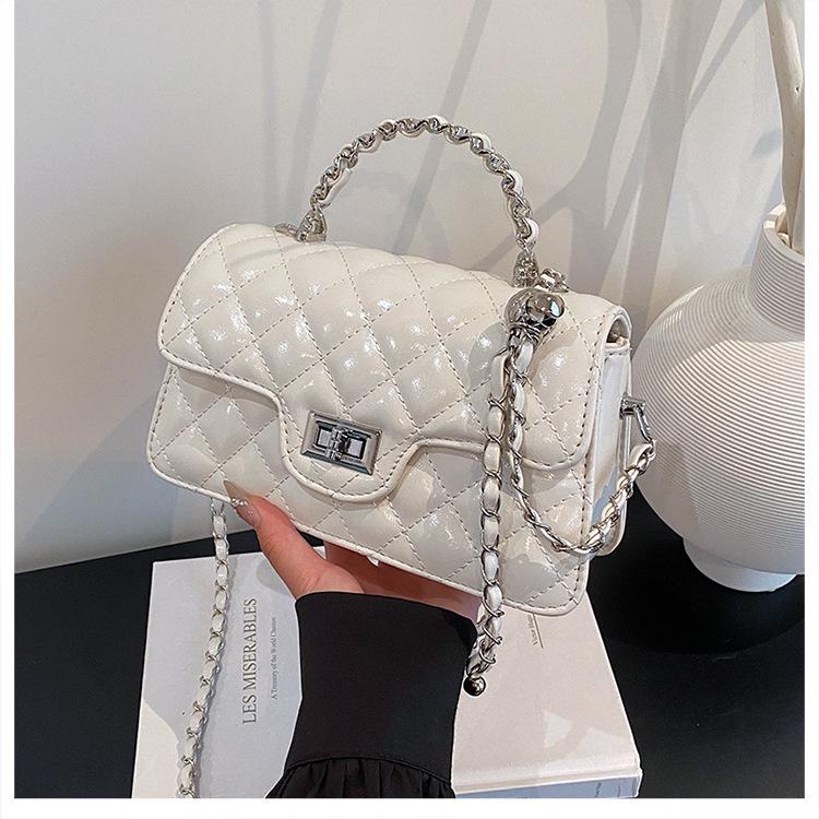 Женская сумка кроссбоди на цепочке с ромбовидным узором класса люкс белый