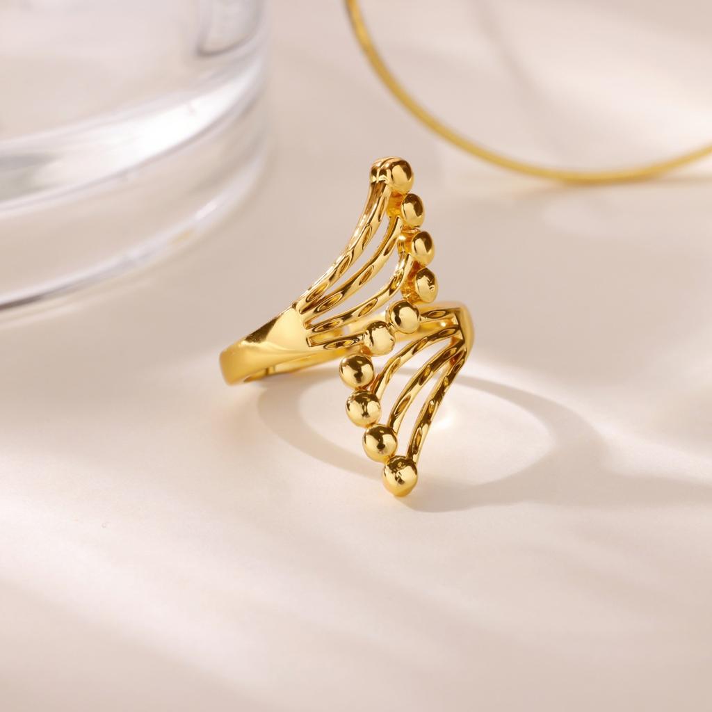 Stainless Steel Multi-Layer Hollow Ring For Women Men Gold Color Broad Surface Finger Jewelry Anillos Couple Wedding Flower Gift
