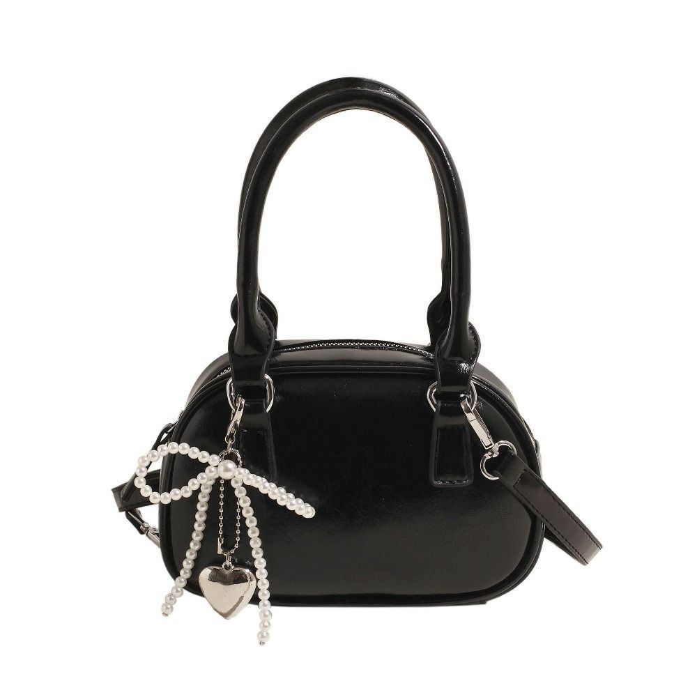 

PU Leather Silver Handbag Shoulder Bag Boston Bag Fashion PU Bowling Bag Shopping чёрный