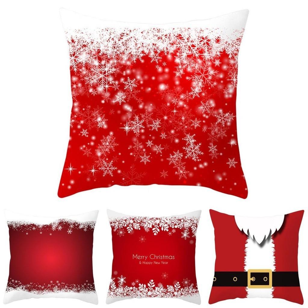 Festive Christmas Red Pillow Case Luxurious Cushion Cover For Cheerful Home Decor