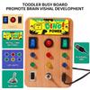 Montessori Holz Aktivitätstafel mit 8 LED-Lichtschaltern, Sensorisches Spielzeug Lichtschalter Reise Spielzeug für Baby und Kleinkind ab 1 Jahr