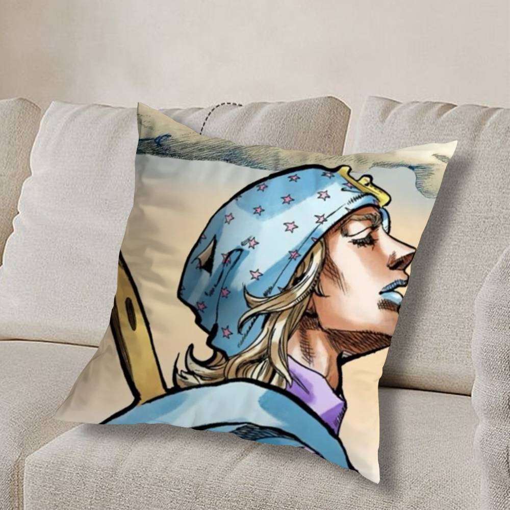 cute J-Johnny Joestar Jojo COOL Pillow Case Anti-dustmite Pillowcase Invisible zipper silky short plush Sofa cushion cover