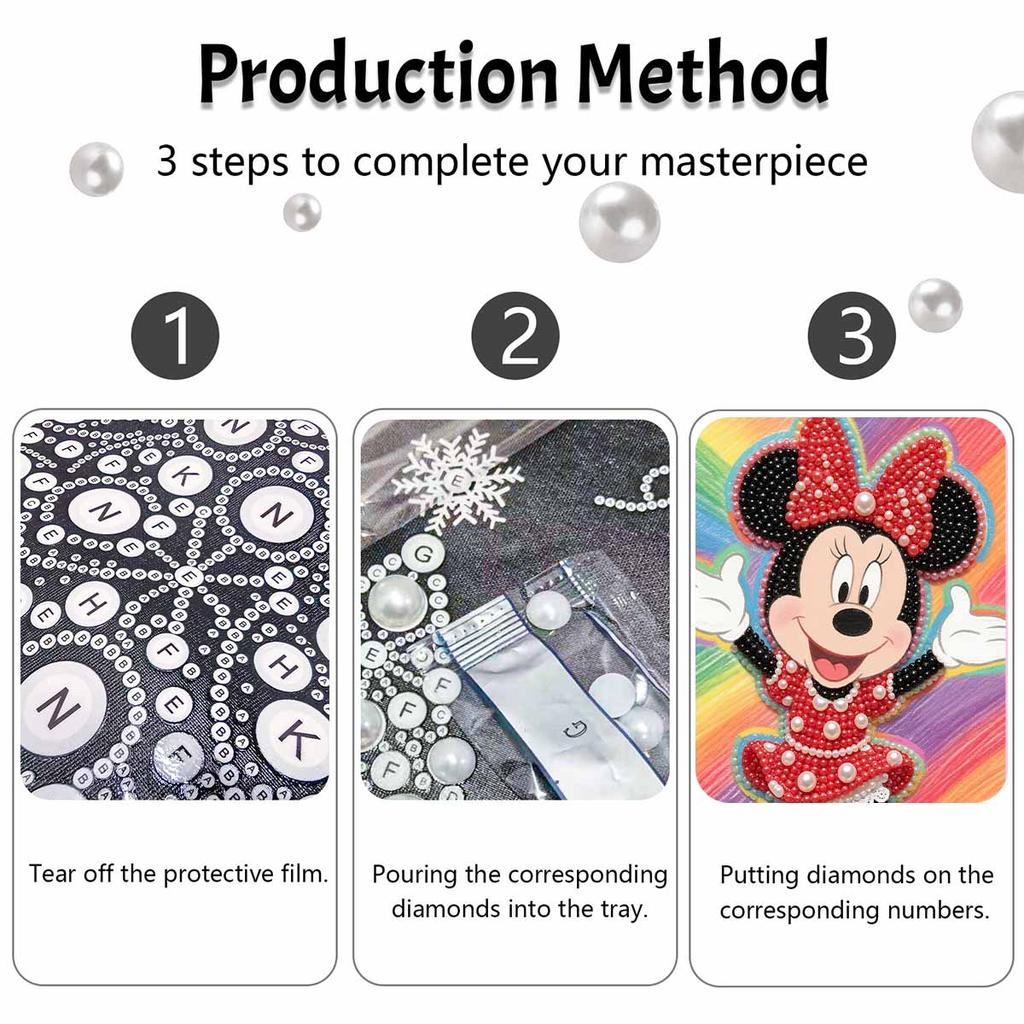 Disney Minnie Mouse Pearl Painting Painting Kit Pearl Art Home Decor Handmade Gift Rhinestone Diamond Painting Craft Kit DIY Diamond Art for Adults