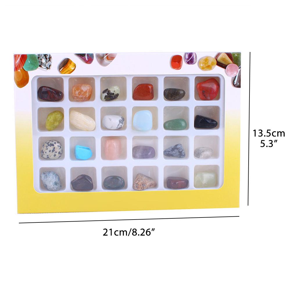 Natural Original Stone Storage Gift Box 24 Kinds of Ore Crystal Rocks Collection Gift for Kids Geology Enthusiast
