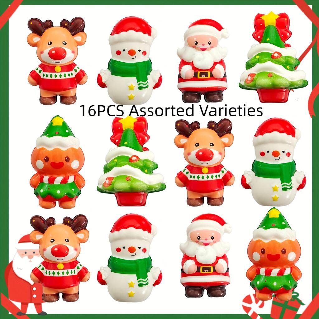 8pcs Christmas Squishy Anti Stress Reliever Toy Doll Santa Claus Reindeer Christmas Gift Slow Rebound Antistress Squeeze Gifts