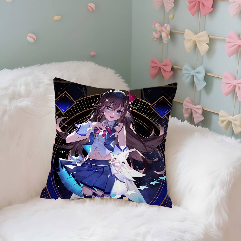Hololive Cartoon Pillow Case Throw Pillow Cover Nordic Vintage Style Cushion Covers Home Living Room Sofa Couch Seat