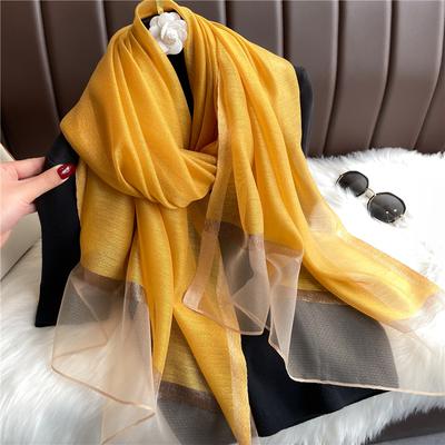 Large Luxury Organza Silk Scarf Solid Color 180*70Cm Long Scarves Elegant Solid Shawls For Women Hijab
