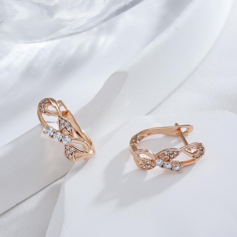Shining Natural Zircon Dangle Earrings For Women Rose Gold Color High Quality Daily Fine Jewelry Trend