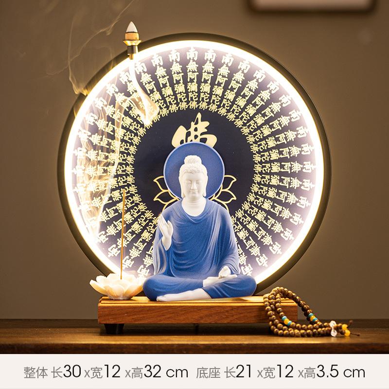 Buda Heykeli Tathagata Buda Figürü Sakyamuni Büyük Buda Heykeli Seramik Lamba Çemberi Tütsülük İçin Özelleştirilmiş Sundurma Ev Dekorasyonu