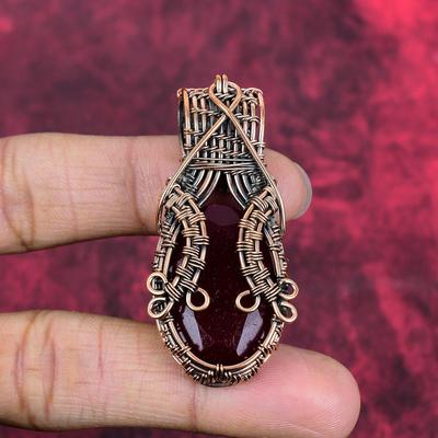 Pendentif rubis du Cachemire facetté pendentif enroulé de fil de cuivre pendentif pierre précieuse pendentif fait main merveilleux bijoux en cuivre cadeaux pour elle pendentif pierre de naissance