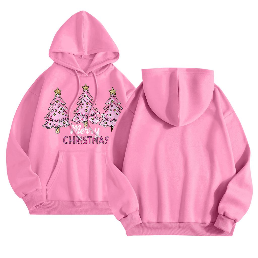 Women's Round Neck Long Sleeve Casual Printed Top Hooded Sweatshirt