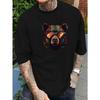 European Sizes Men's Gradient Bear Print Short Sleeve T-Shirt - Opaque Summer Casual & Gym Wear with Bear Graphic