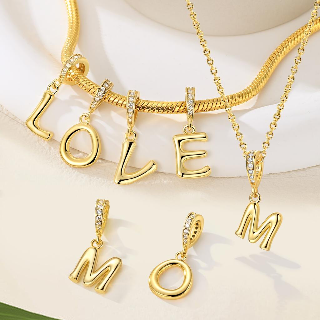 Original Kupfer Charms Perlen Funkelnd Gold 26 Buchstaben A-Z Alphabet Zirkon Anhänger Für Frauen Mann Diy Schmuckherstellung