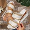 Fashion Vintage Woven Wedge Heeled Slippers Women Summer Plus Size 36-43 Thick Bottom Sandals Woman Comfort Platform Beach Sandles Mujer