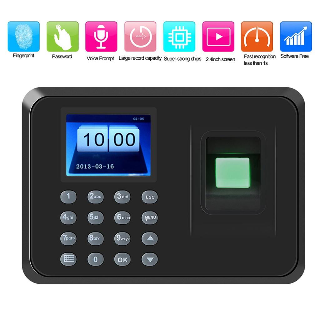 2.4 inch LCD Attendance Machine Fingerprint Password Time Clock