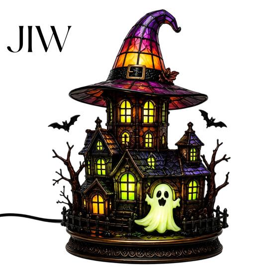 Illuminazione Portico Giardino Cappello da Strega Gotico Luce Notturna, Lampada Decorativa Halloween Acrilica a Bagliore Caldo, Decorazione Vintage Mistica per Camino Casa Spettrale per