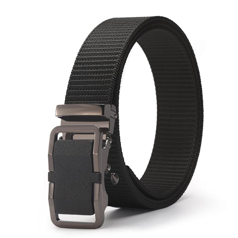 Belt Men'S Automatic Button Head Canvas Belt Medium Green Business Casual Simple Jeans Belt