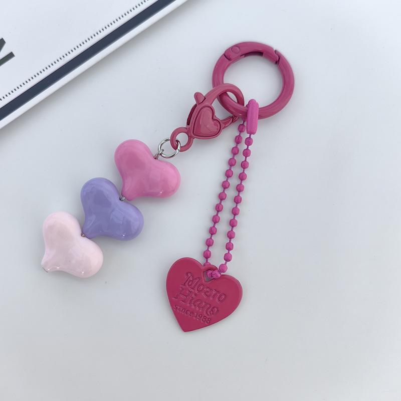 Cartoon Heart Macaron Keychain Pendant Ornament for Girls