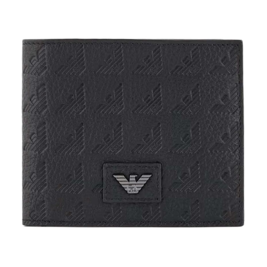 Emporio Armani Portemonnee met Bedrukt Logo Leer Unisex portemonnee Zwart EM001741-AF14774-UC001 Basic Set (Bag+Dust Bag)
