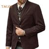Casual Suit Coat Lapel Long Sleeve Two-Button Regular Fit Suit Jacket with Flap Pockets Short Plush Business Outerwear