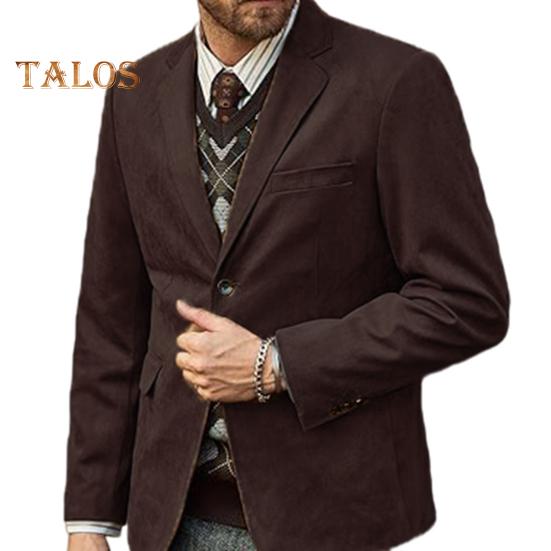 Casual Suit Coat Lapel Long Sleeve Two-Button Regular Fit Suit Jacket with Flap Pockets Short Plush Business Outerwear