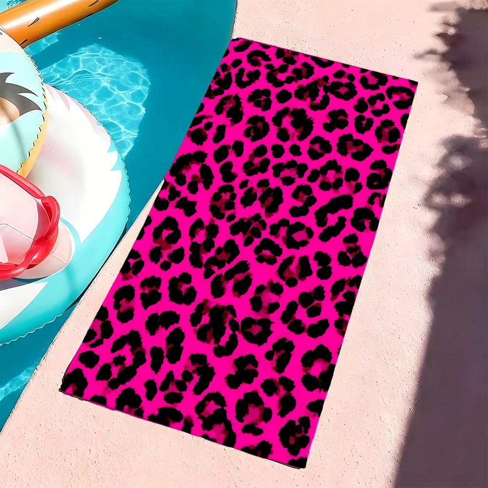 Pattern P-Pink Leopard Lip Print Towel Microfiber beach towel, quick-dry, sand-free, ultra-fine fiber, super soft.