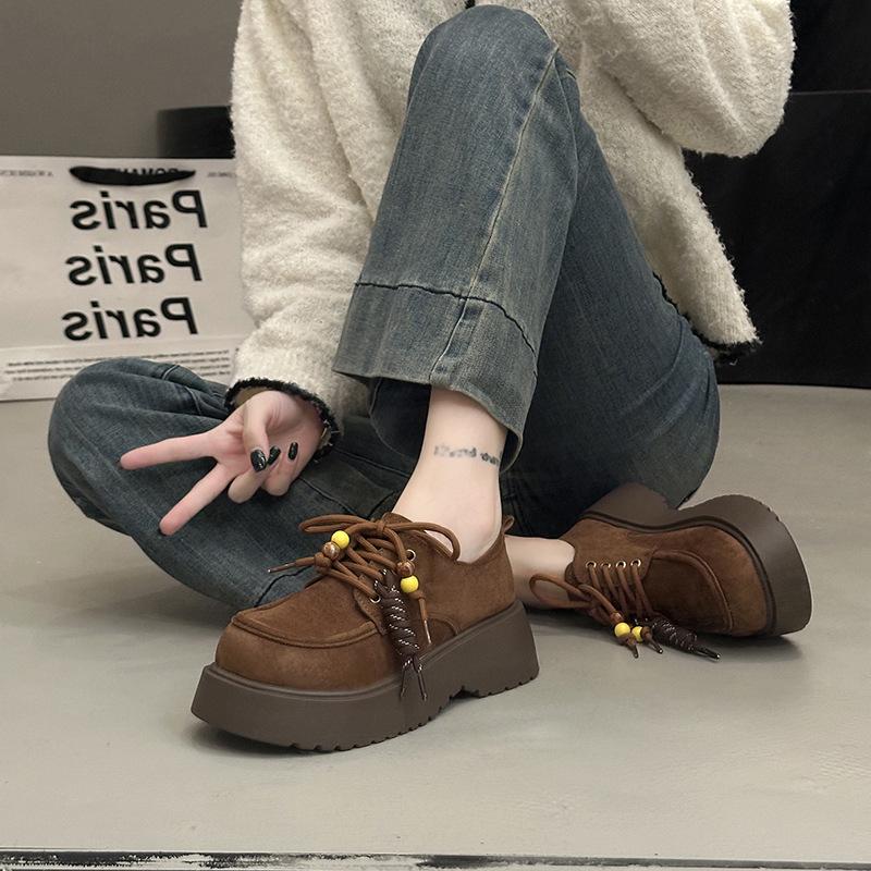 Platform British Style Small Leather Shoes Women's Autumn 2025 New Boken Women's Shoes Retro Big Head Single Shoes Brown Loafers