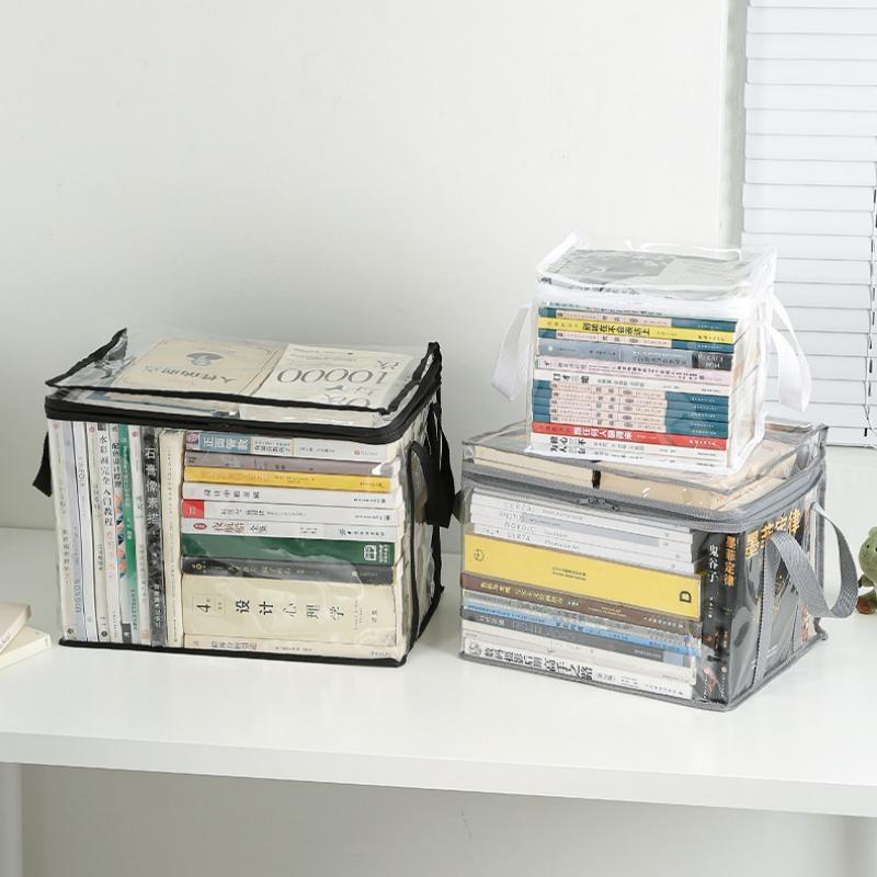 Foldable Book Box Student Dormitory Classroom Book Organizer Transparent Waterproof Household Book Organizing Storage Box Props