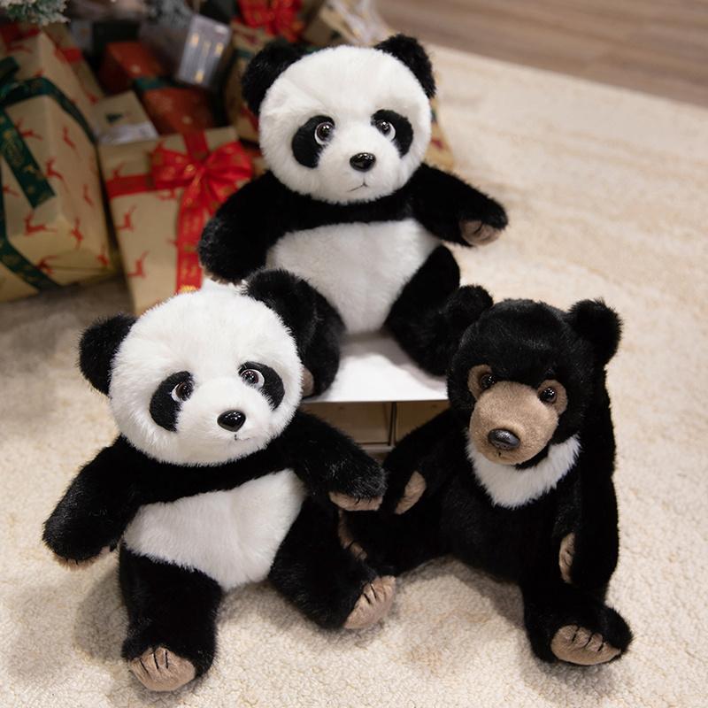 1pc Simulated Black Bear Plush Toy Stuffed Likfelike Panda PLushies for Boys Birthday Gift Home Decor