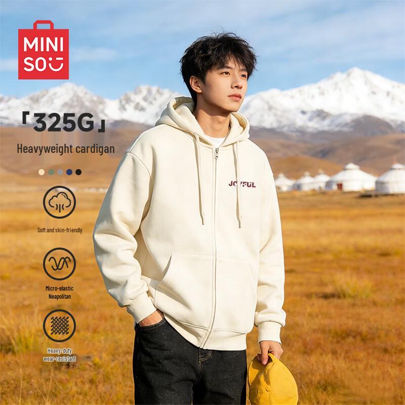 MINISO Men s Heavyweight Hooded Cardigan Sweatshirt XL