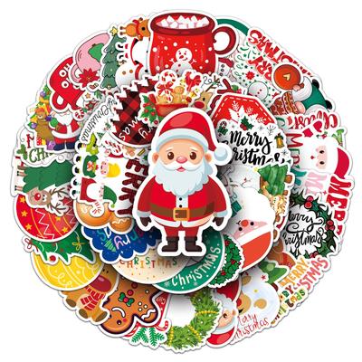 50 Waterproof Christmas Cartoon Sticker Sheets for DIY Greeting Cards & Planners