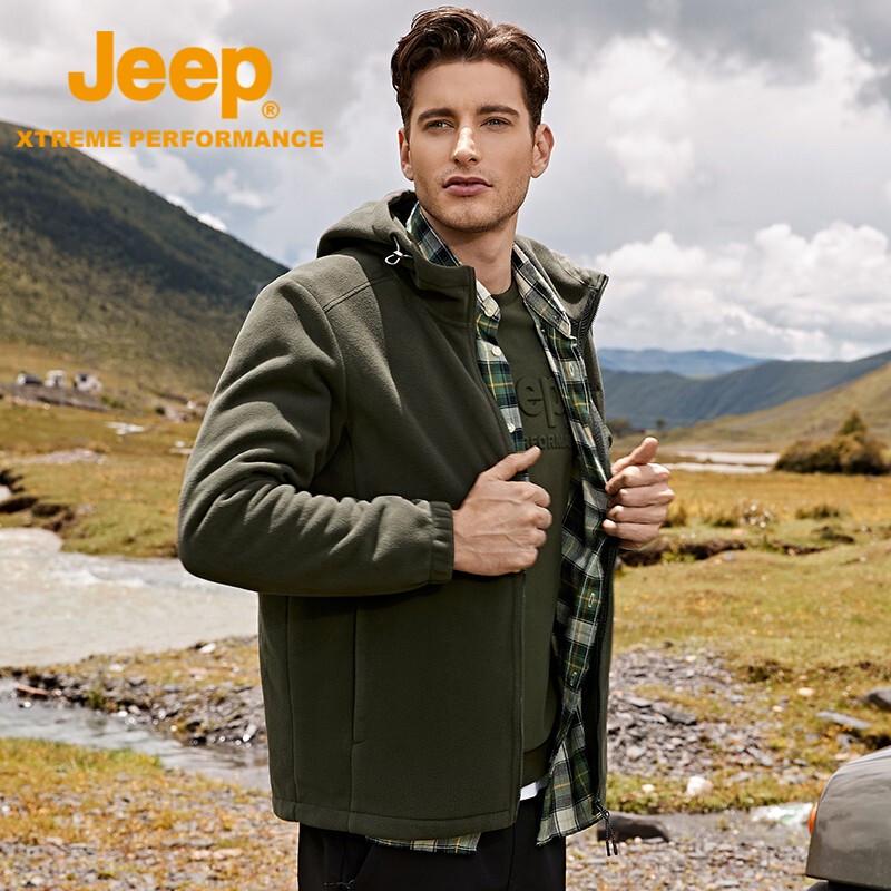 

Jeep Мужской кардиган на молнии с капюшоном и флисовой подкладкой